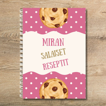 Täytettävä reseptikirja omalla tekstillä polka dot Decopaja