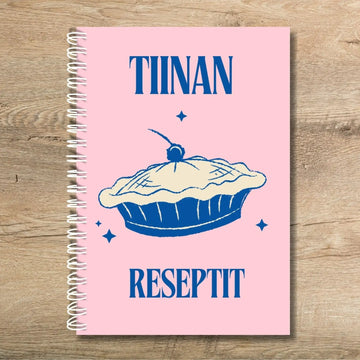 Täytettävä reseptikirja omalla tekstillä retro pinkki Decopaja