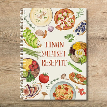 Täytettävä reseptikirja omalla tekstillä salaiset reseptit Decopaja