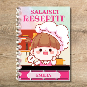 Täytettävä reseptikirja omalla tekstillä sarjakuva Decopaja