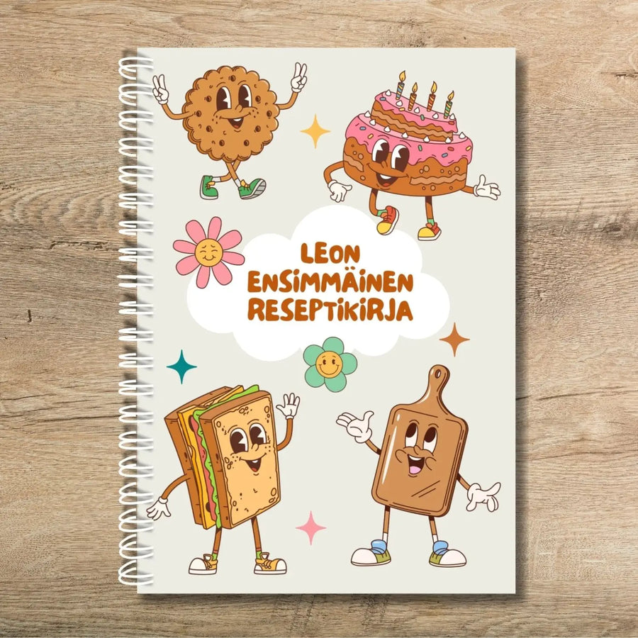 Täytettävä reseptikirja omalla tekstillä sarjakuva Decopaja