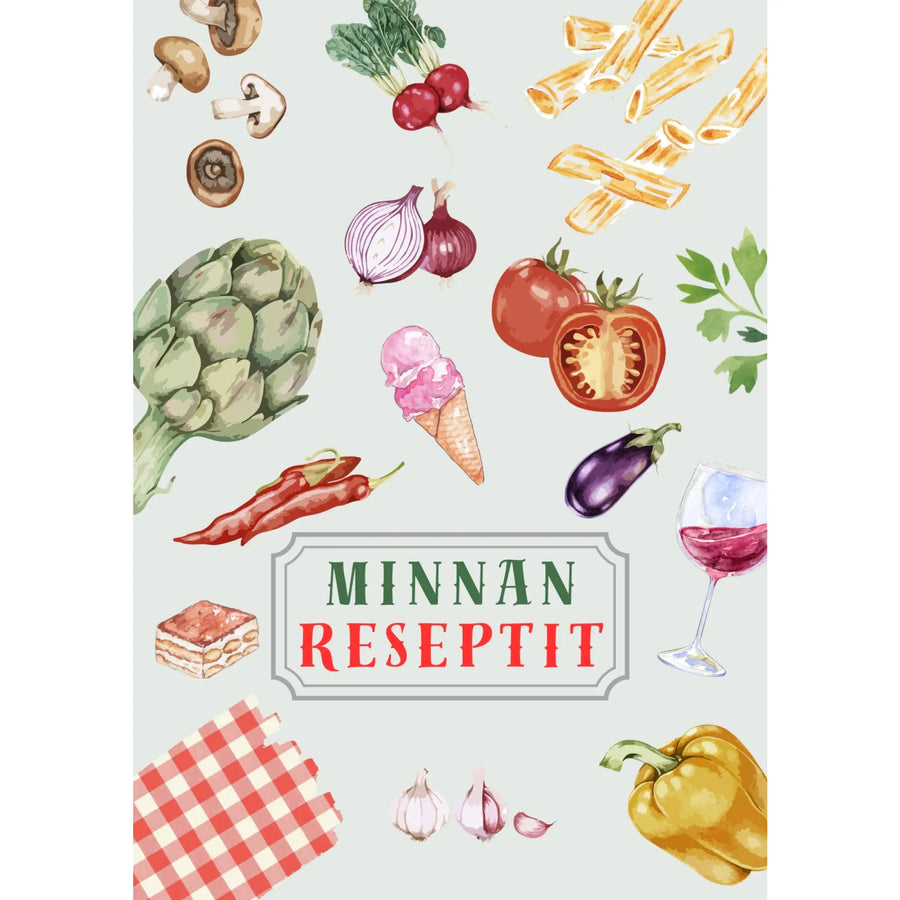 Täytettävä reseptikirja omalla tekstillä vihannekset Decopaja