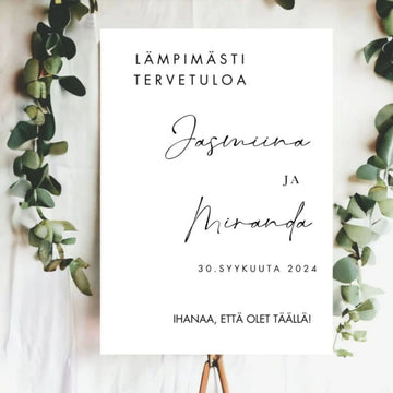Tervetuloakyltti häihin elegantti Decopaja Decopaja.fi
