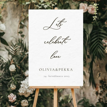 Tervetuloakyltti häihin ’Lets celebrate love’ Decopaja