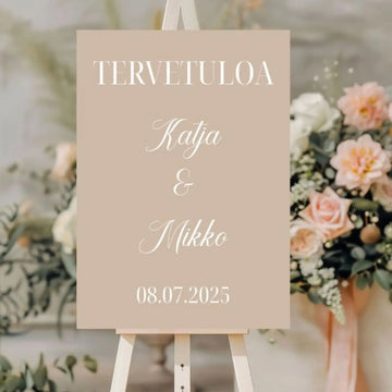 Tervetuloakyltti häihin vihreä beige viininpunainen Decopaja