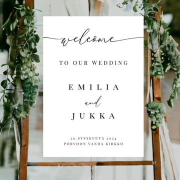 Tervetuloakyltti häihin welcome our wedding Decopaja Decopaja.fi