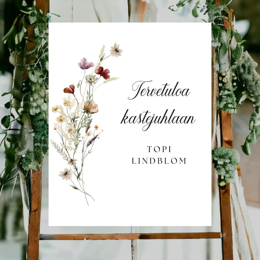 Tervetuloakyltti kastejuhlaan ristiäisiin nimiäisiin Decopaja