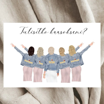 ’Tulisitko kaasokseni?’ -tarra personoitava farkkutakki Decopaja