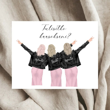 ’Tulisitko kaasokseni?’ -tarra personoitava nahkatakki Decopaja Tulisitko kaasokseni tarra