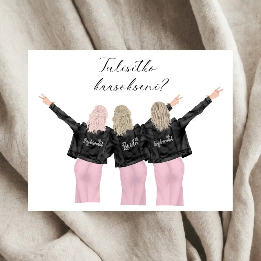 ’Tulisitko kaasokseni?’ -tarra personoitava nahkatakki Decopaja Tulisitko kaasokseni tarra