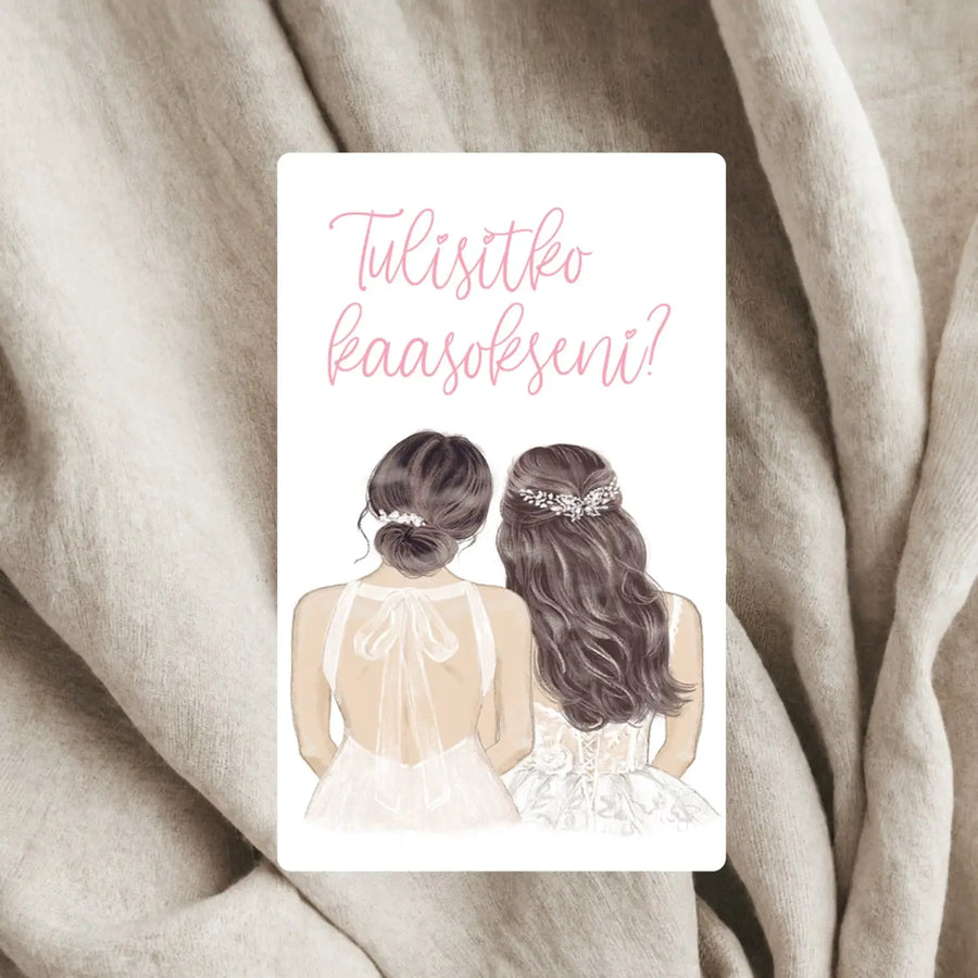 ’Tulisitko kaasokseni?’ -tarra tummat hiukset Decopaja