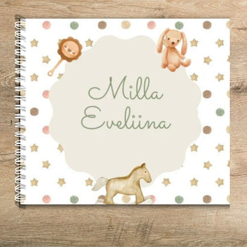 Vauvakirja vieraskirja ristiäisiin beige polka dot Decopaja