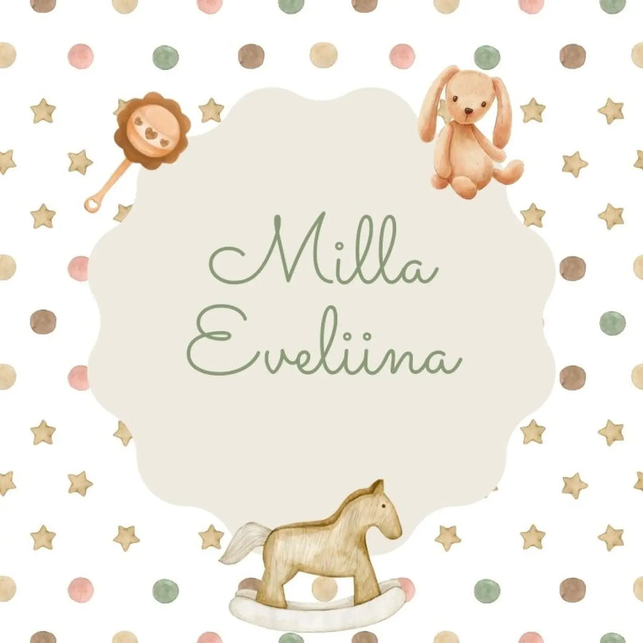 Vauvakirja vieraskirja ristiäisiin beige polka dot Decopaja