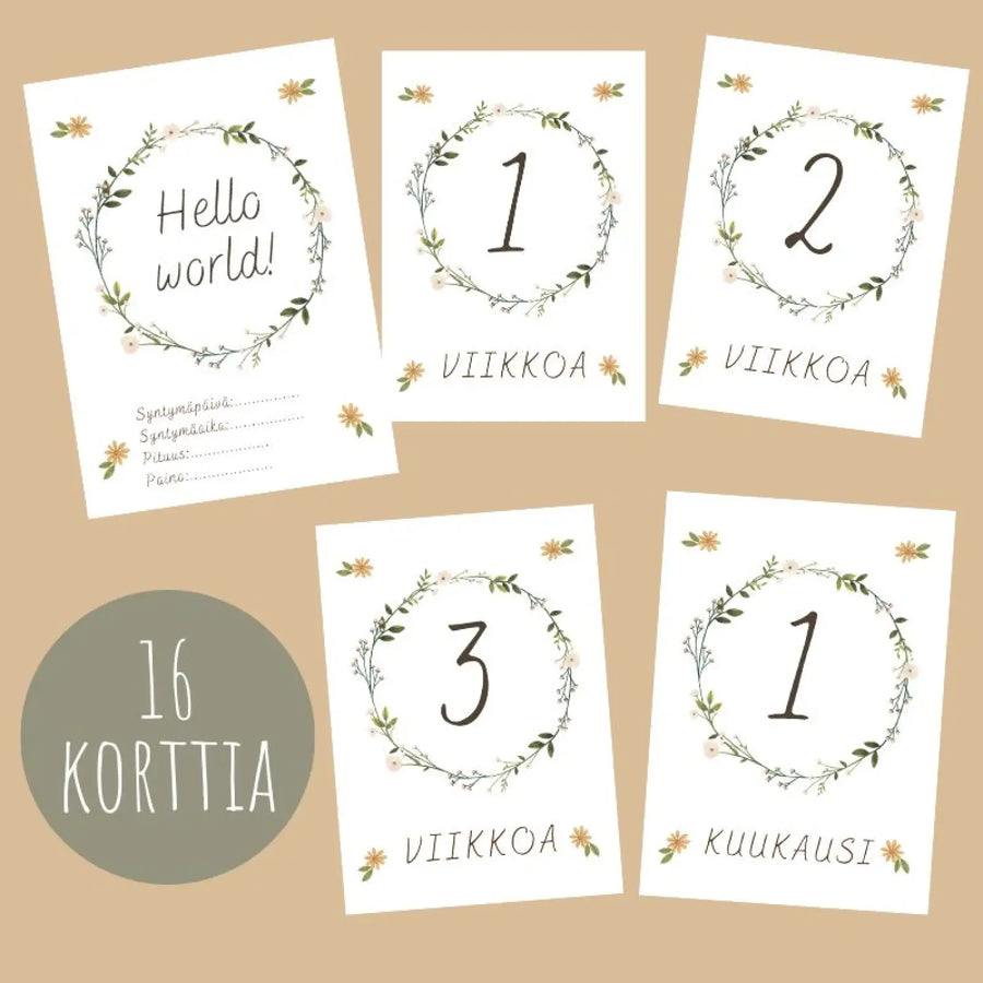 Vauvakortit virstanpylväskortit kukalliset Decopaja