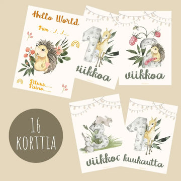 Vauvakortit virstanpylväskortit metsän eläimet🐰 Decopaja