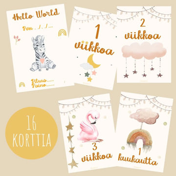 Vauvakortit virstanpylväskortit pastelli Decopaja Decopaja.fi