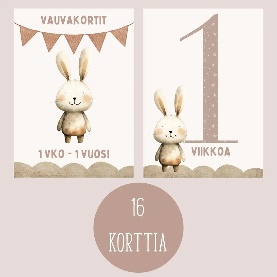 Vauvakortit virstanpylväskortit pupu beige Decopaja Decopaja.fi