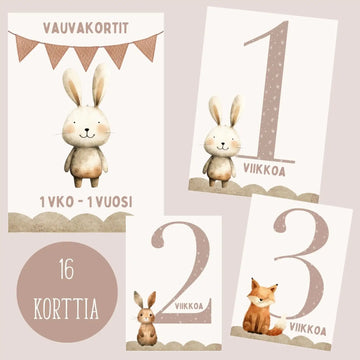 Vauvakortit virstanpylväskortit pupu beige Decopaja Decopaja.fi