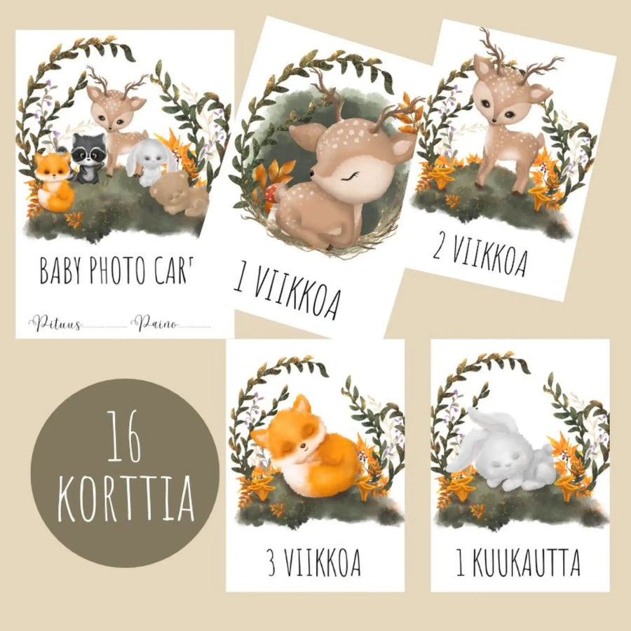 Vauvakortit virstanpylväskortit woodland 🦊 Decopaja Decopaja.fi