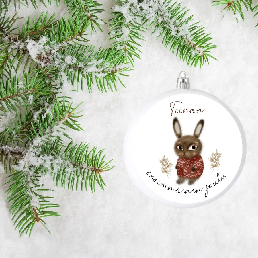 Vauvan ensimmäinen joulu joulukoriste pupu punainen Decopaja