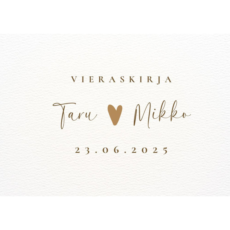 Vieraskirja häihin A5/A4 sydämellä beige tausta Decopaja