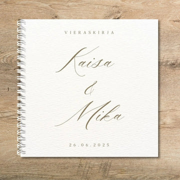 Vieraskirja häihin beige tausta ja kaunofontti Decopaja