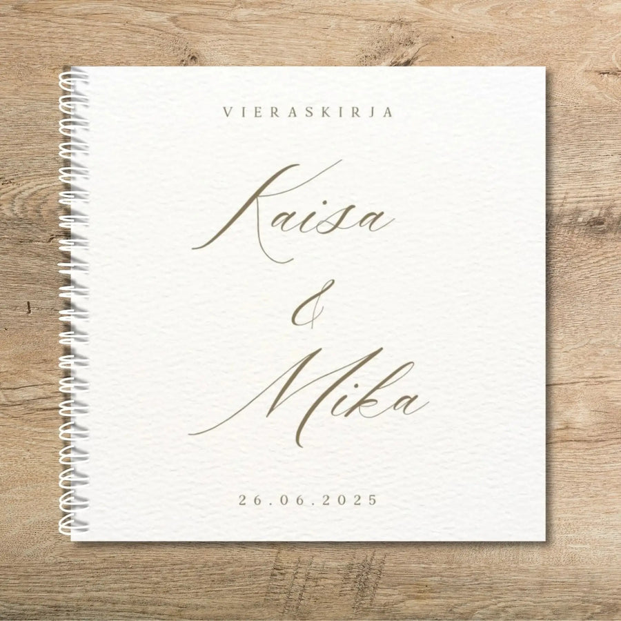 Vieraskirja häihin beige tausta ja kaunofontti Decopaja