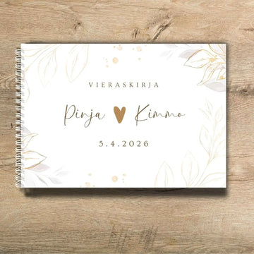 Vieraskirja häihin kultaisia lehtiä Decopaja