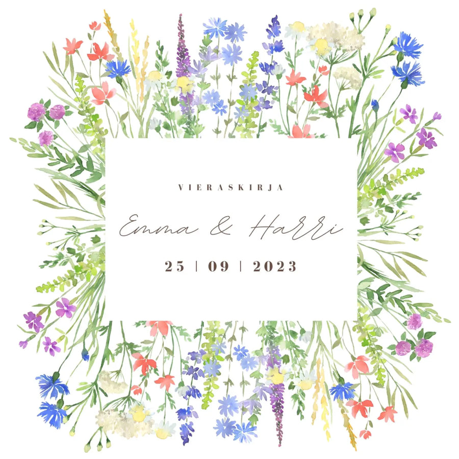 Vieraskirja häihin niittykukkia Decopaja