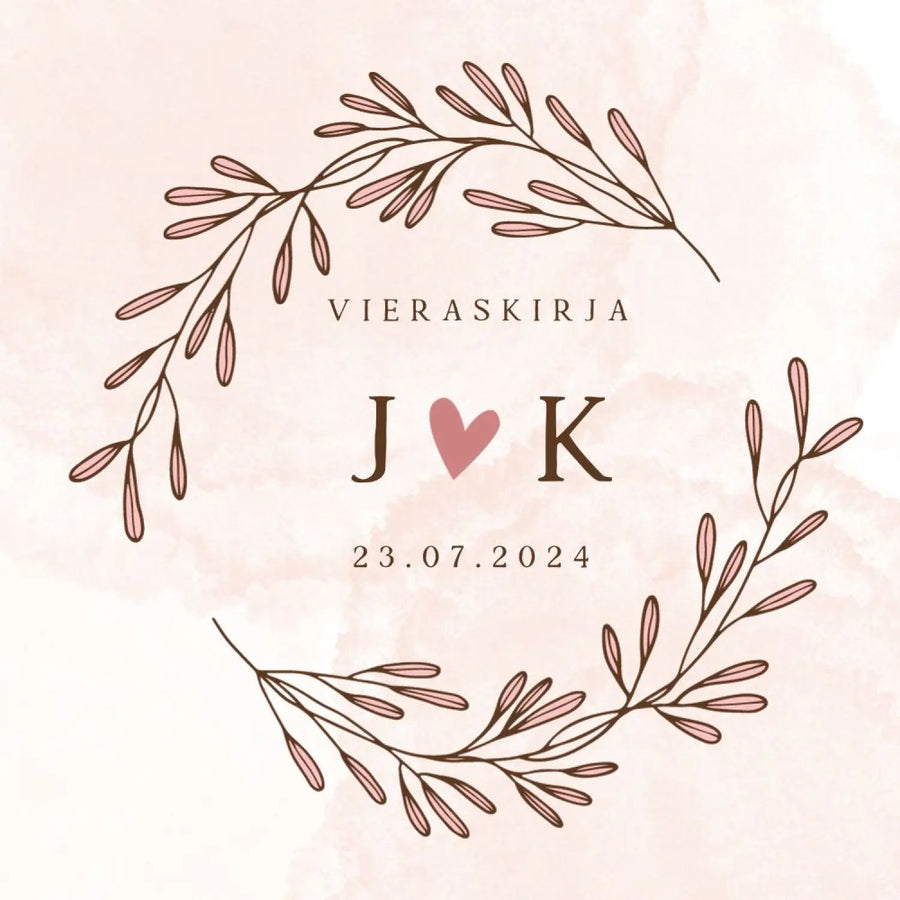 Vieraskirja häihin nimikirjaimet sydämellä Decopaja