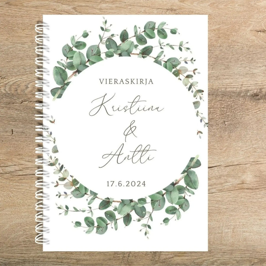 Vieraskirja häihin pyöreä eukalyptus kehys Decopaja