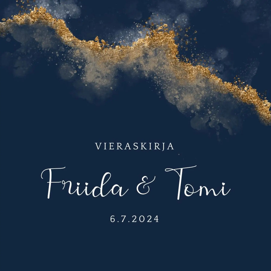 Vieraskirja häihin sinistä ja kultaa Decopaja