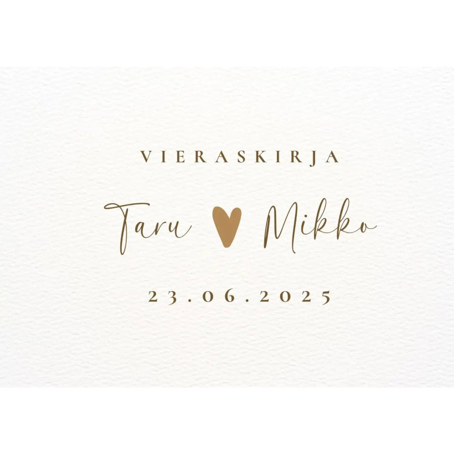 Vieraskirja häihin sydämellä beige tausta Decopaja Decopaja.fi