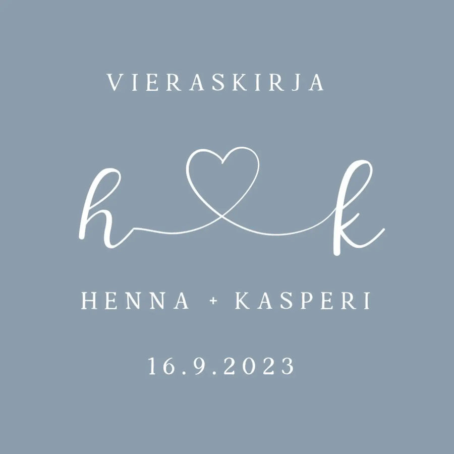 Vieraskirja häihin sydän ja nimikirjaimet Decopaja - nimet