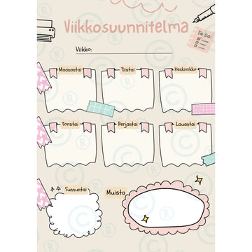 Viikkosuunnitelma planner beige digitaalinen ilmainen Decopaja