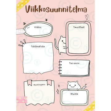 Viikkosuunnitelma planner kissa digitaalinen ilmainen Decopaja