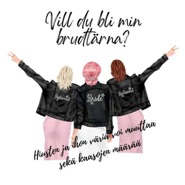 ’Vill du bli min brudtärna?’ - PERSONOITAVA TARRA musta nahkatakki Decopaja - Decopaja.fi